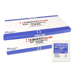 BZK Antiseptic Towelettes, 100 Per Box, Urgent First Aid, URG-602
