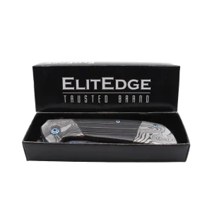 7.75" Titanium & Damascus Folding Knife - Image 3