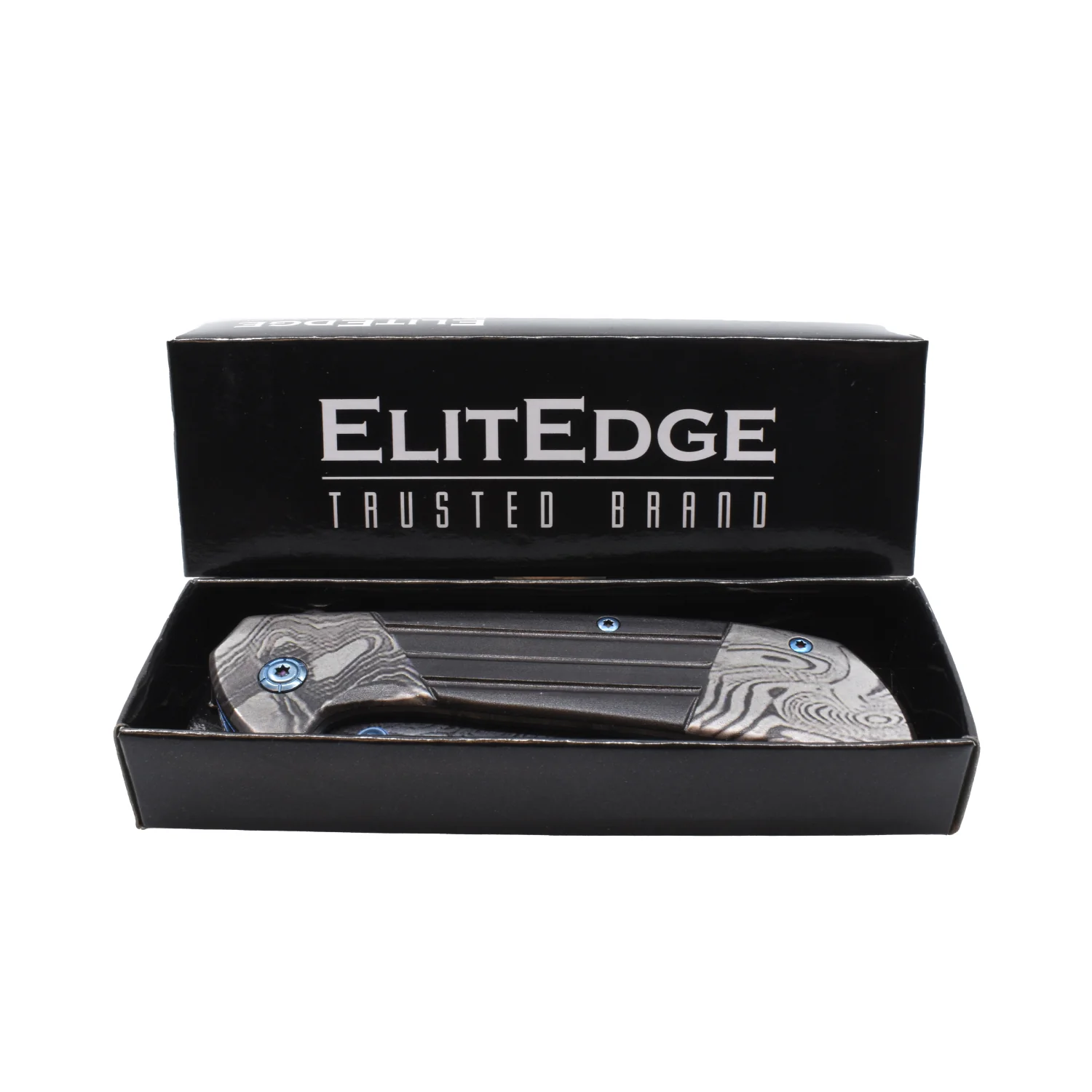 7.75" Titanium & Damascus Folding Knife - Image 3