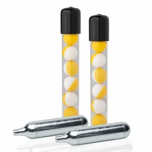 Alternative view of 14 Inert 0.68 Cal Projectiles + 2 CO2 Cartridges