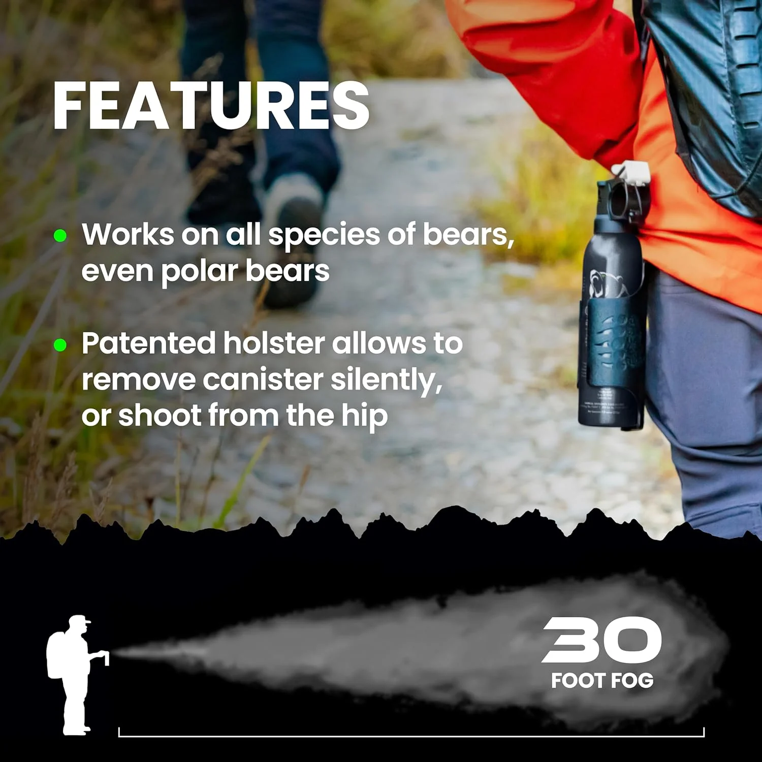 Griz Guard Bear Spray Fogger 7.9 oz w/Holster - Image 3