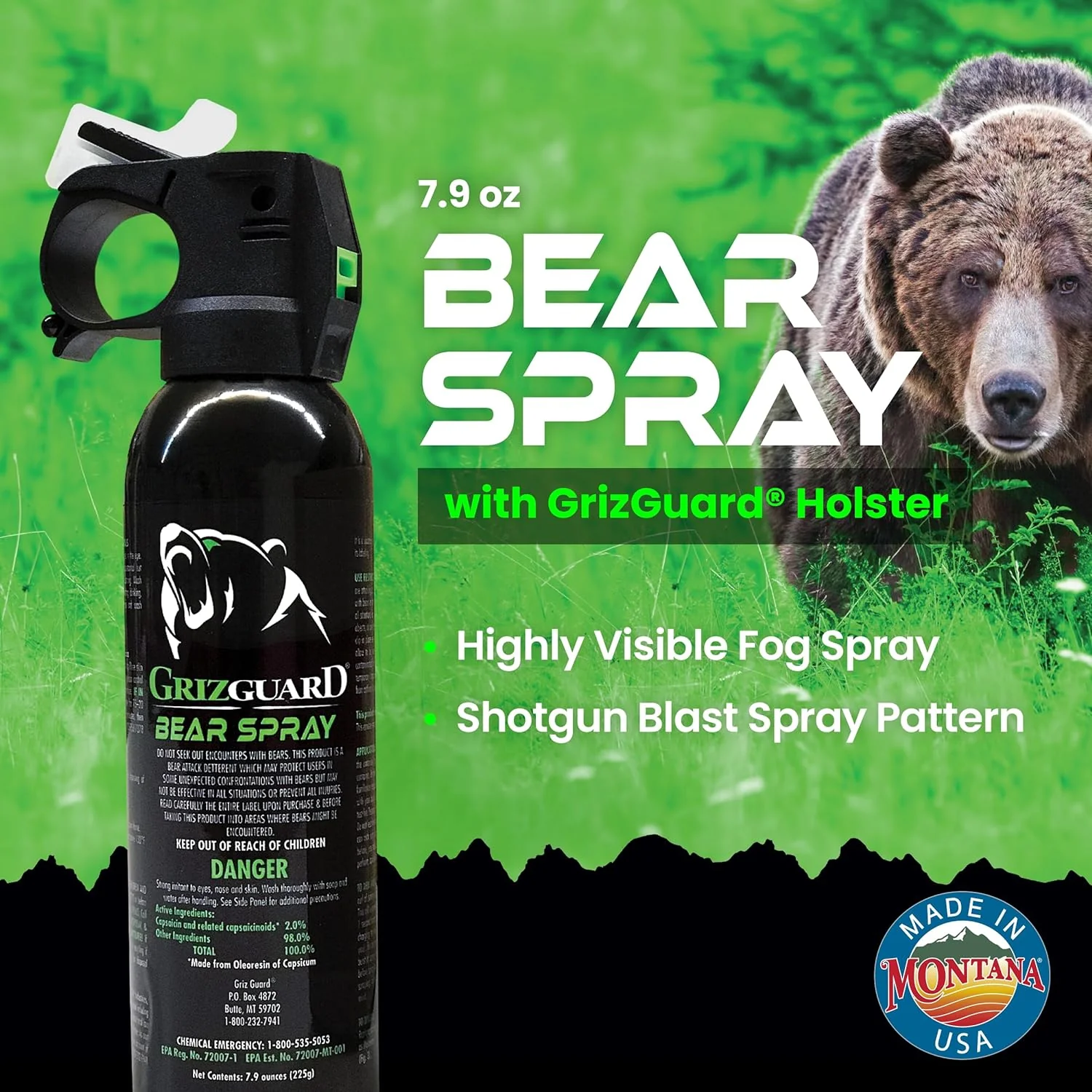 Griz Guard Bear Spray Fogger 7.9 oz w/Holster - Image 6