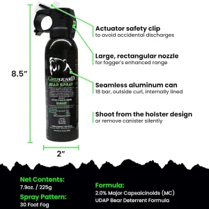 Griz Guard Bear Spray Fogger 7.9 oz w/Holster - Image 7