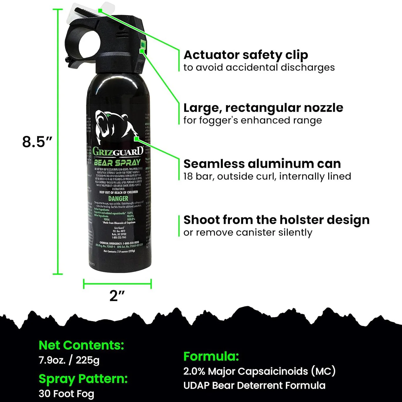 Griz Guard Bear Spray Fogger 7.9 oz w/Holster - Image 7