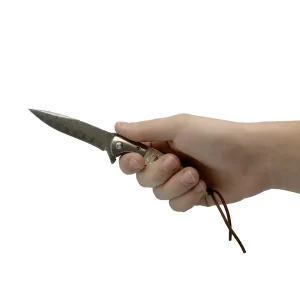 3.5" Ball Bearing Folding Knife w/ Drop Point Damascus Blade - Image 3
