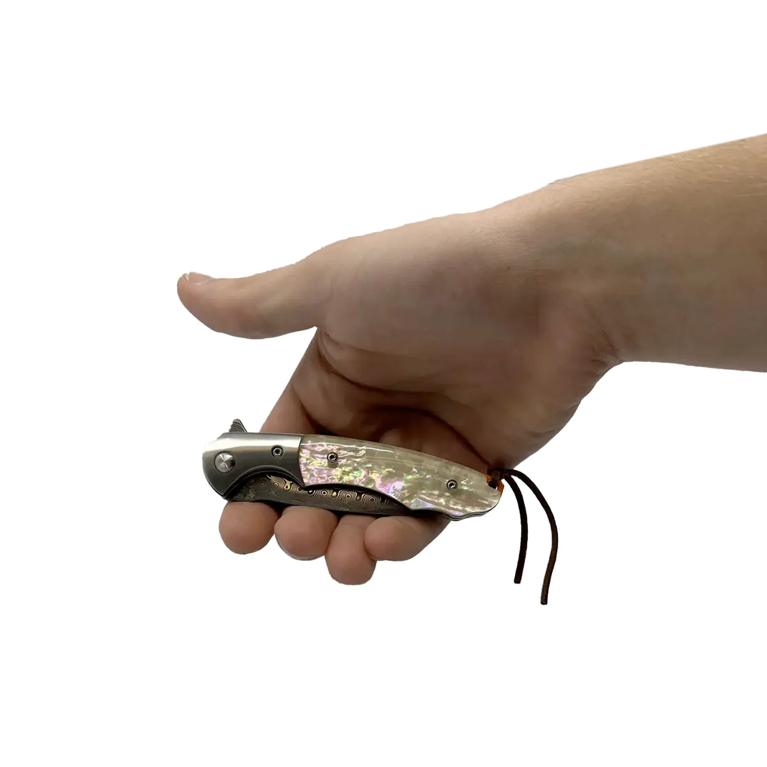 3.5" Ball Bearing Folding Knife w/ Drop Point Damascus Blade - Image 4