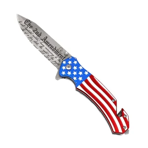 9" Spring Assisted USA Knife with Flag Handle - Image 3