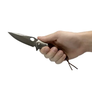 3.5" Damascus Drop Point Blade Knife w/ Wood Handle - Image 3